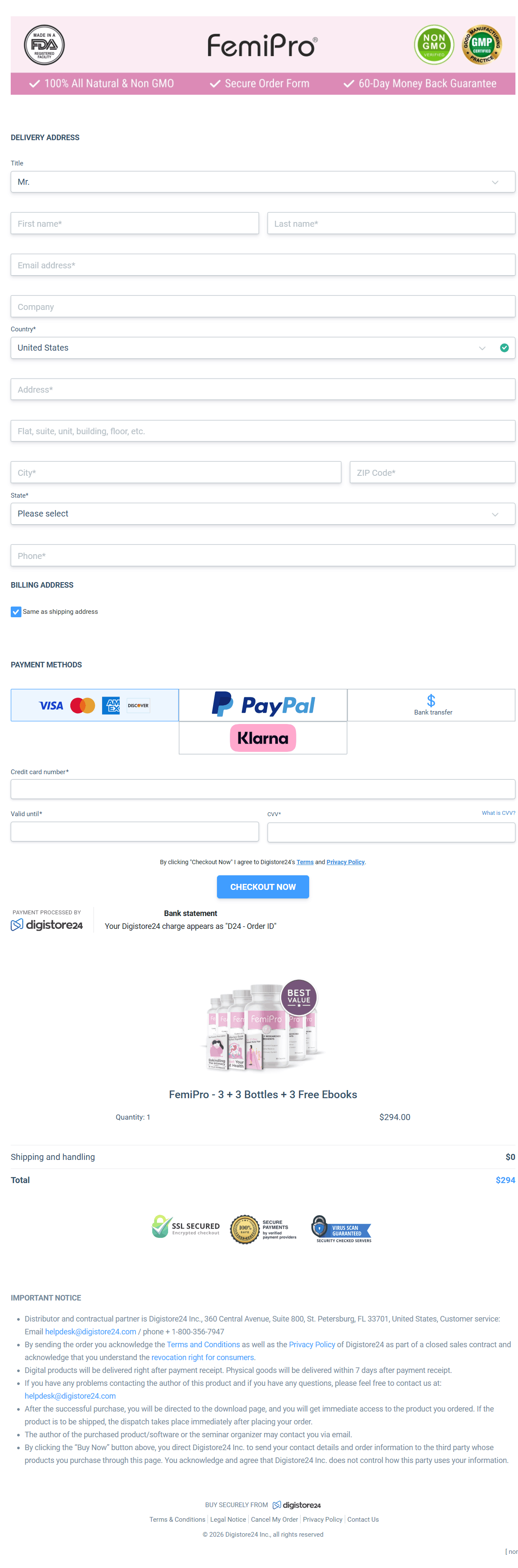 FemiPro-Checkout-Page